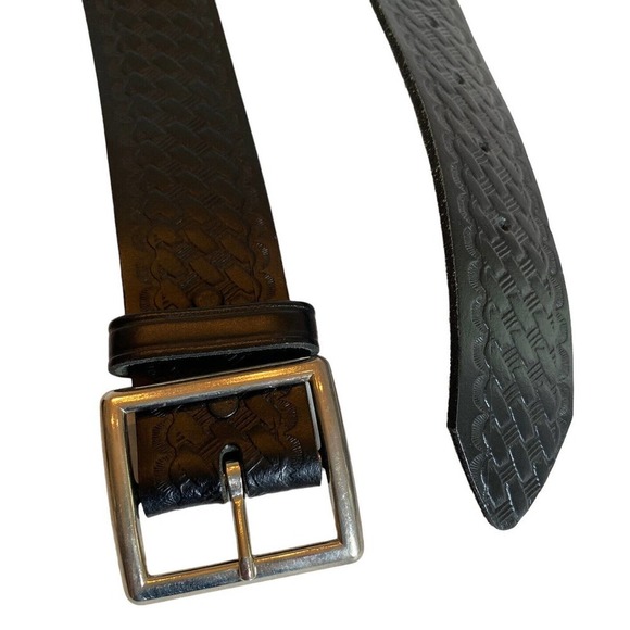 TASK FORCE Black Top Grain Leather Belt Mens Sz L 38-40 Made In USA - Picture 4 of 6